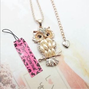 Betsey Johnson Beaded Owl Necklace